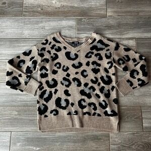ANA A‎ NEW APPROACH Womens Leopard Print Classic Preppy V Neck Sweater Size S